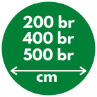 200, 400 en 500 cm breed leverbaar